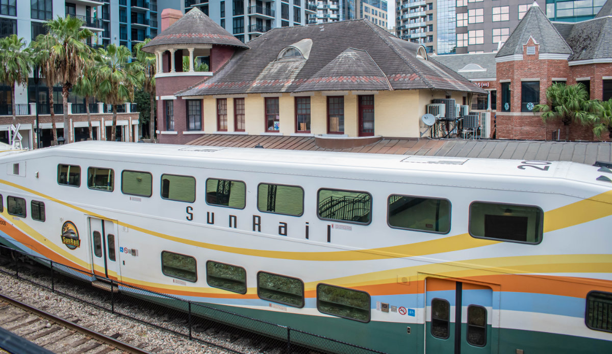 CFRC-SunRail train in Orlando Florida near Church Street.
